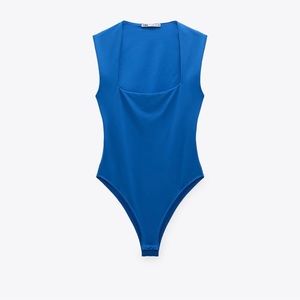 ZARA Square Neck Blue Bodysuit NWT